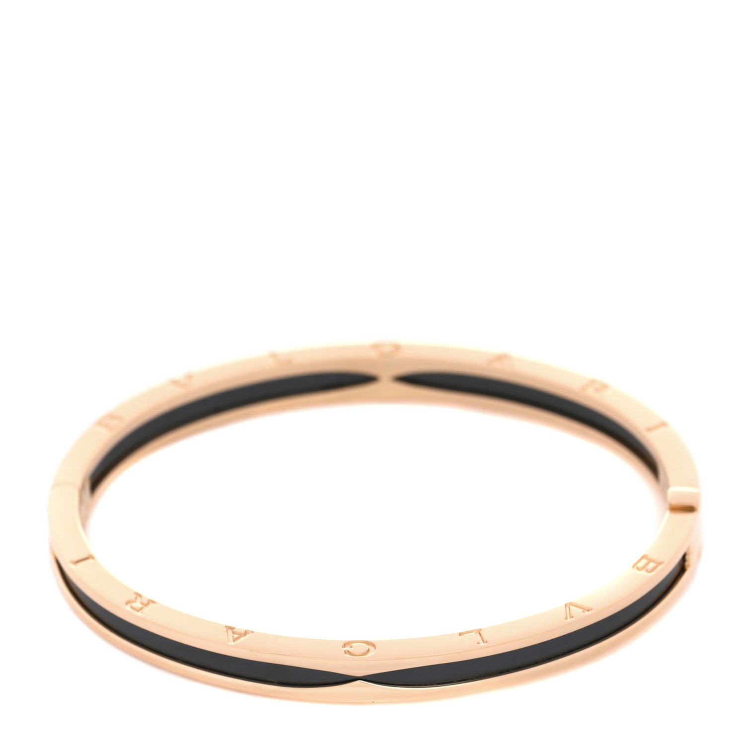 Bulgari 18K Rose Gold Black Ceramic B.Zero1 Bangle Bracelet 2 of 4