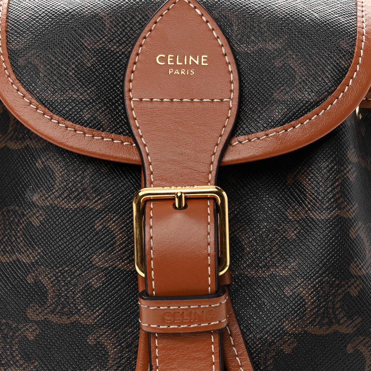 Celine Triomphe Canvas Calfskin Mini Folco Backpack Tan 7 of 9