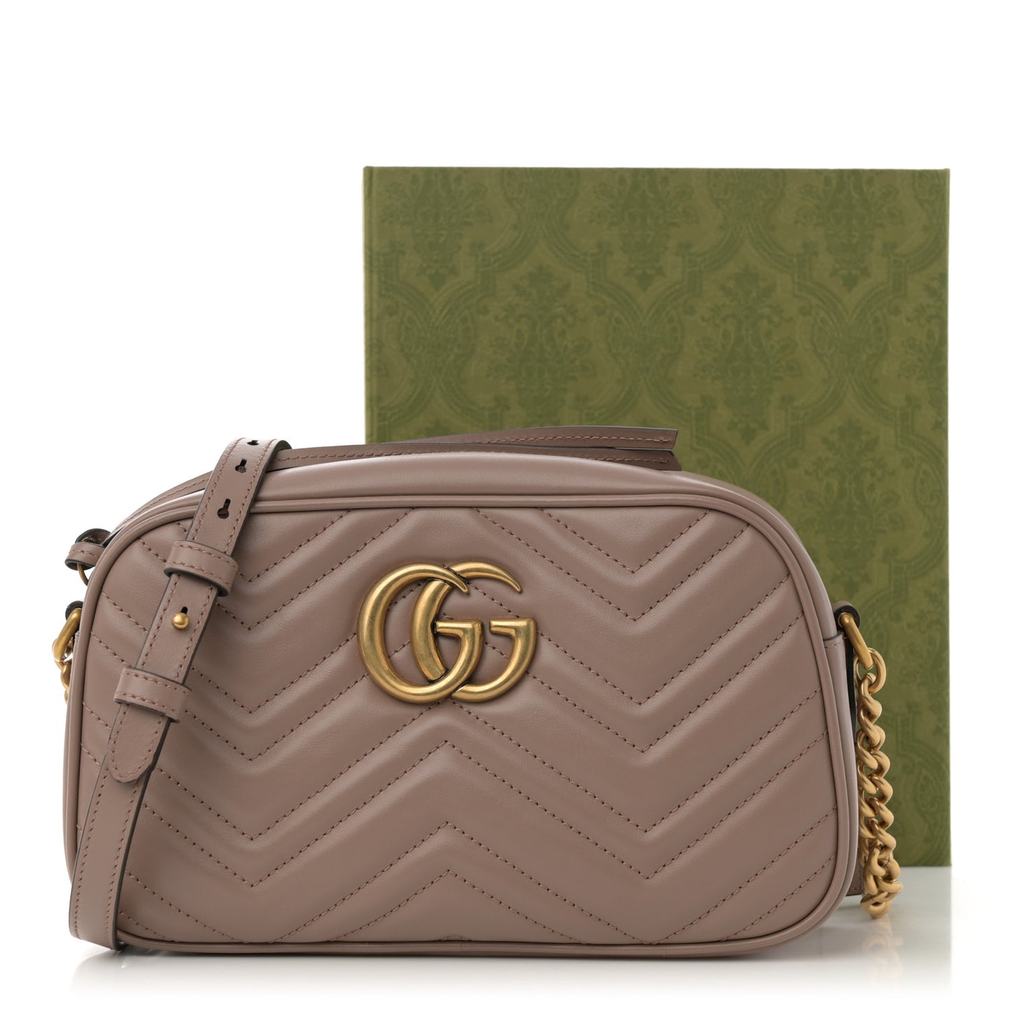 Calfskin Matelasse Small GG Marmont Chain Shoulder Bag Porcelain Rose