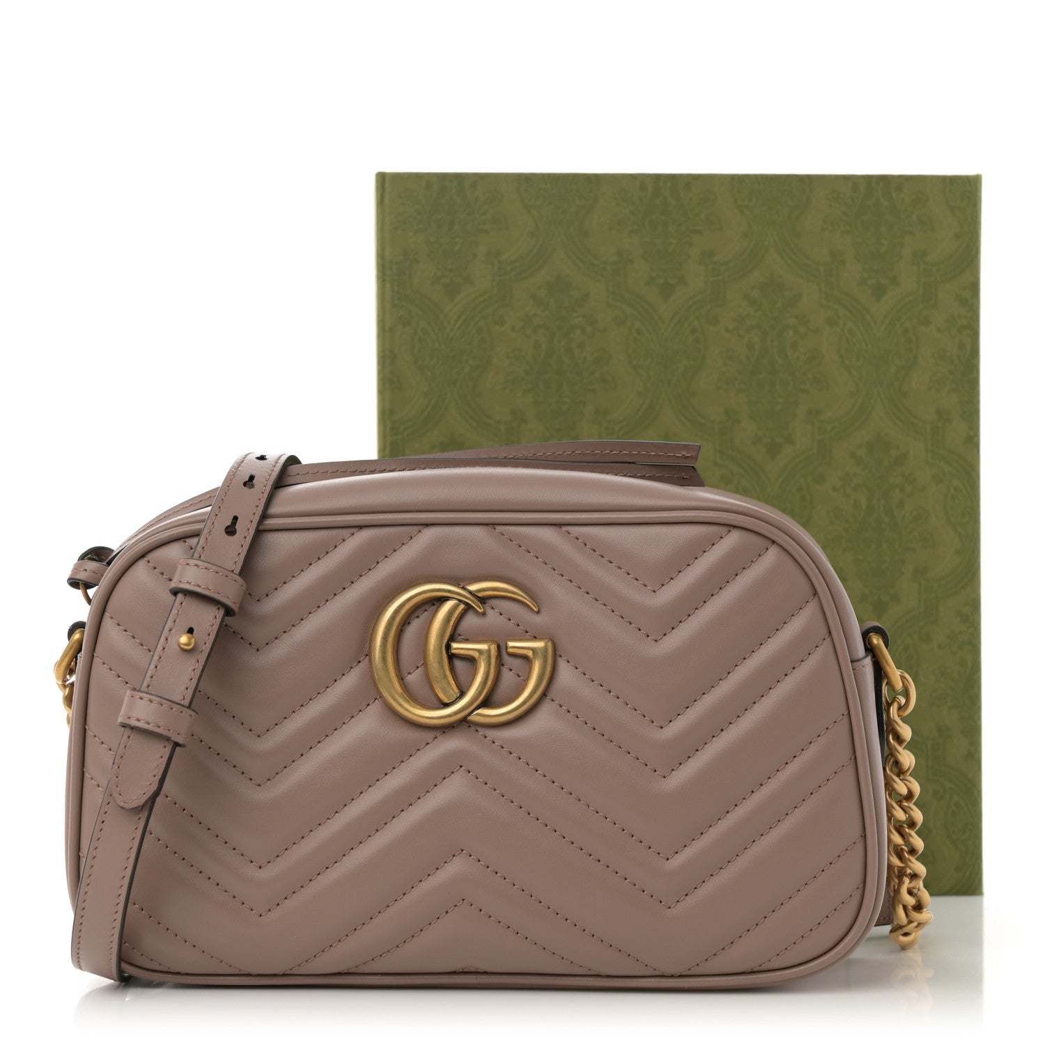 Gucci Calfskin Matelasse Small GG Marmont Chain Shoulder Bag Porcelain Rose 12 of 12
