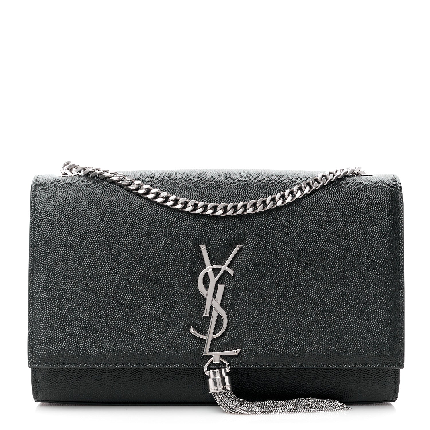 Saint Laurent SAINT LAURENT Grain De Poudre Medium Classic Monogram Kate Tassel Satchel Black 1 of 11