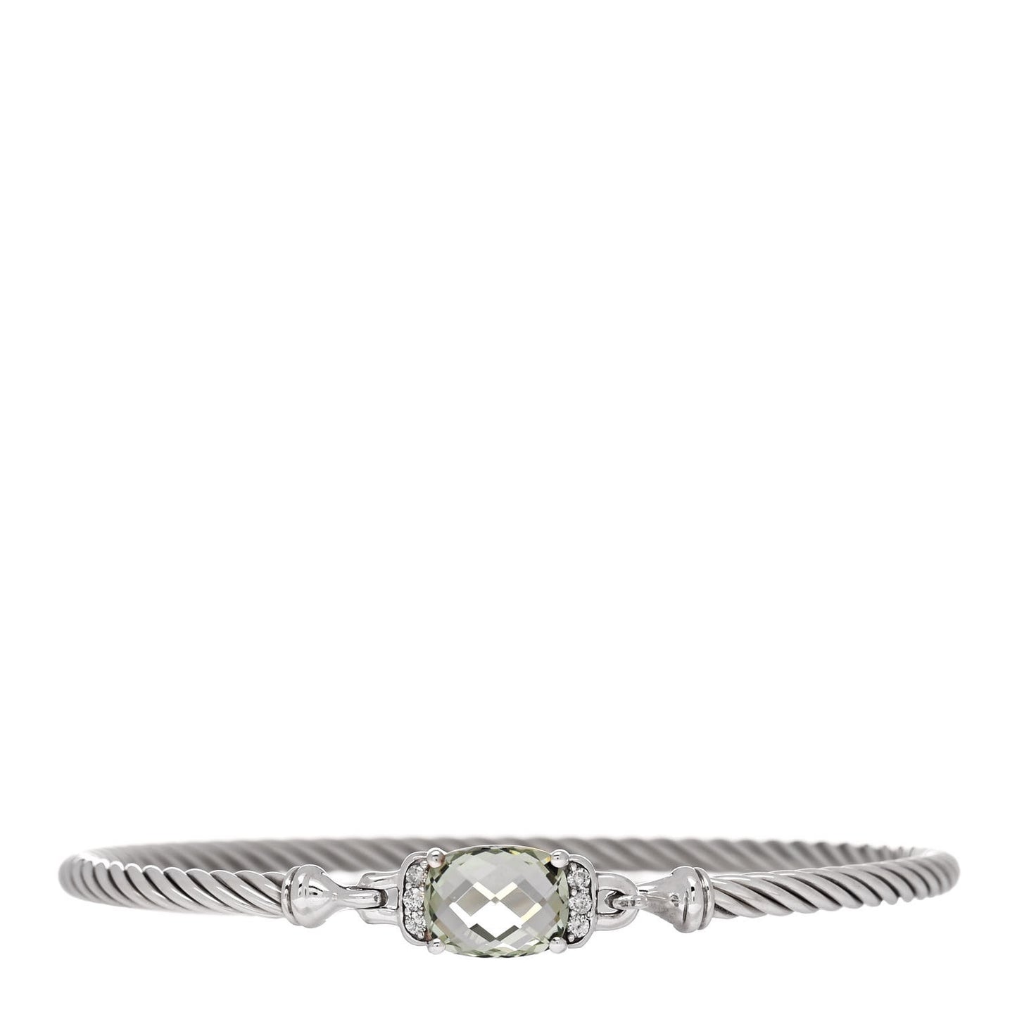 Sterling Silver Diamond Prasiolite 3mm Petite Wheaton Bracelet