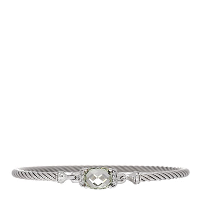 David Yurman Sterling Silver Diamond Prasiolite 3mm Petite Wheaton Bracelet 1 of 3