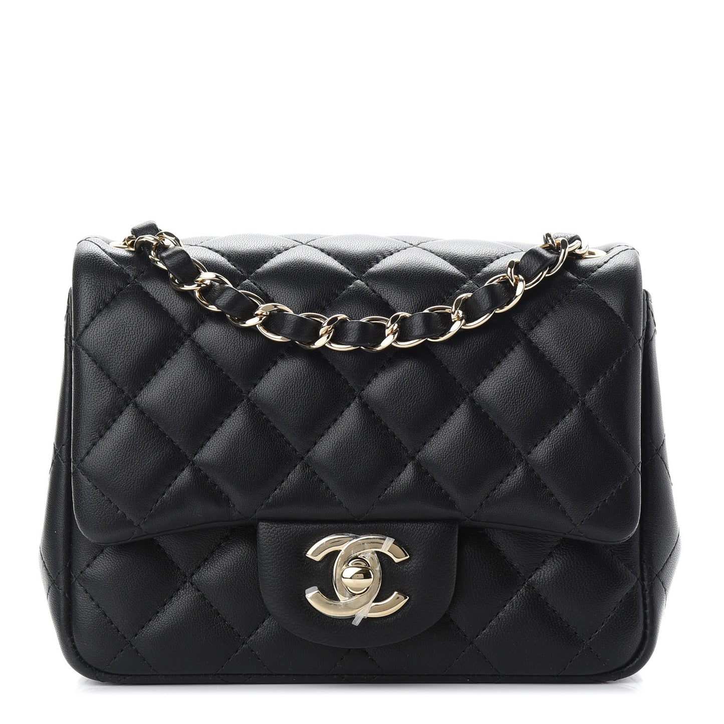 Lambskin Quilted Mini Square Flap Black