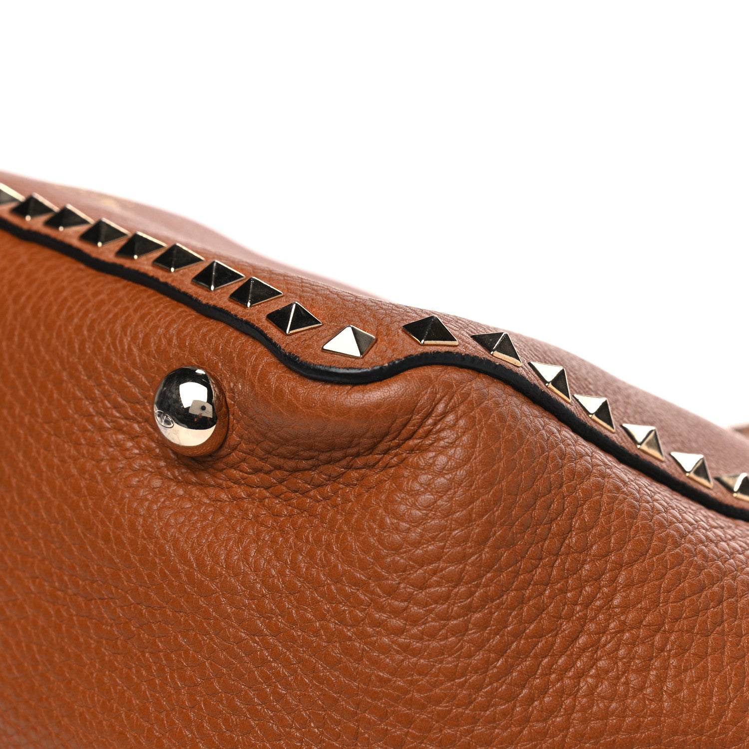 Valentino Garavani Pebbled Calfskin Medium Rockstud Tote Light Cuir 10 of 13