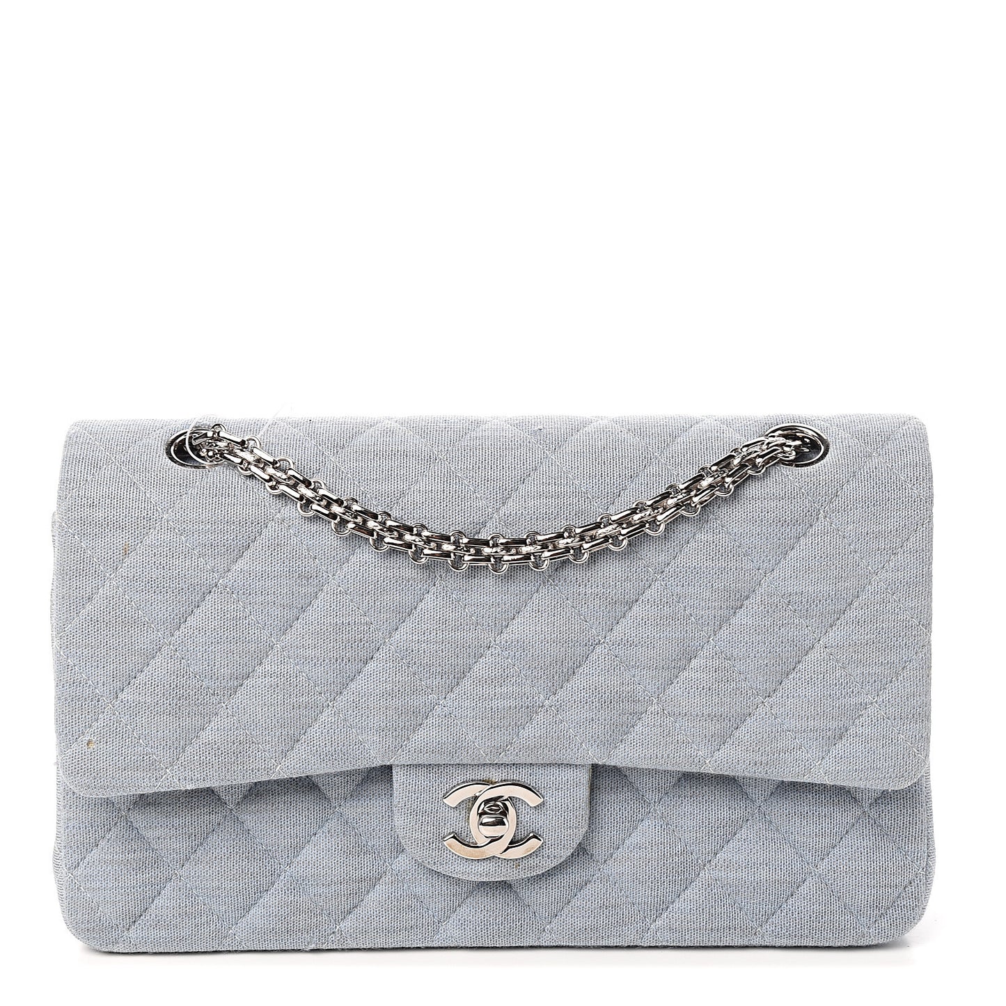 Jersey Quilted Medium Double Flap Light Blue