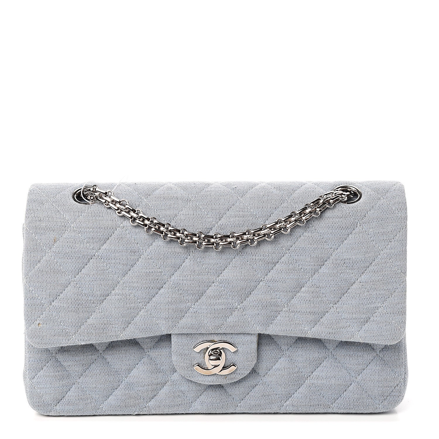 Chanel Jersey Quilted Medium Double Flap Light Blue 1 of 10