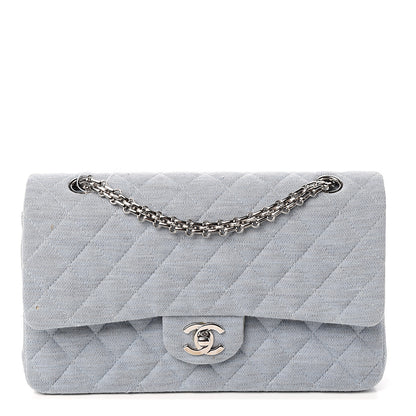 Chanel Jersey Quilted Medium Double Flap Light Blue 1 of 10