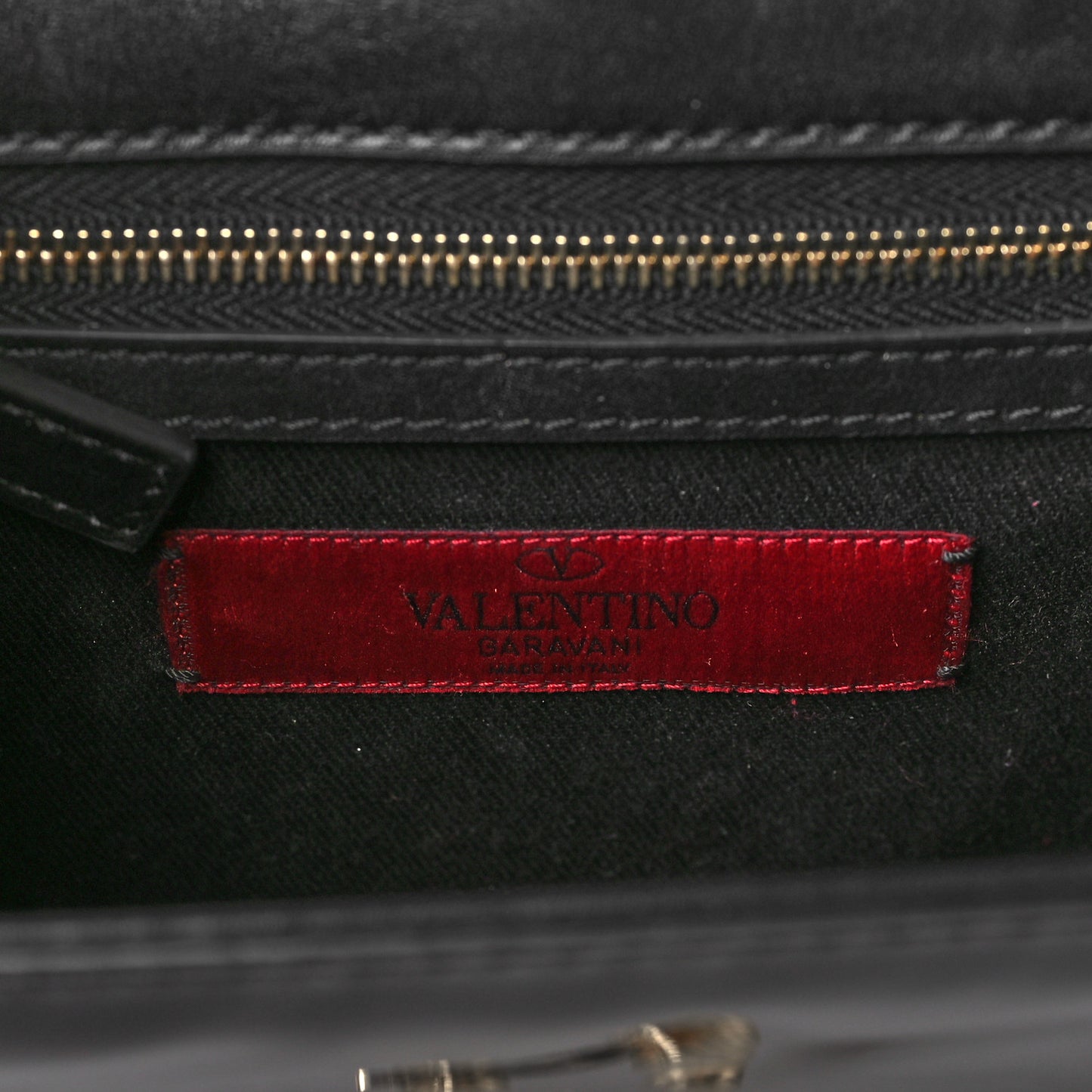 Patent Small Glam Lock Rockstud Flap Black