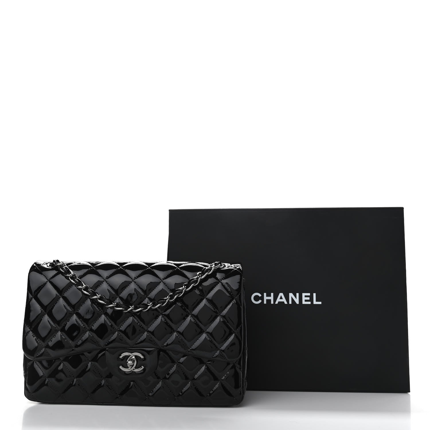 Chanel Patent Quilted Jumbo Double Flap Black 11 of 11