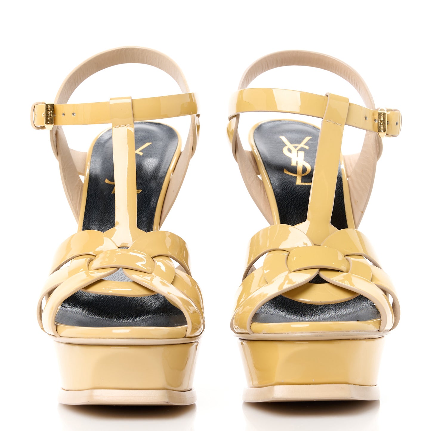 Patent Tribute 105 Platform Sandals 35.5 Nude Powder