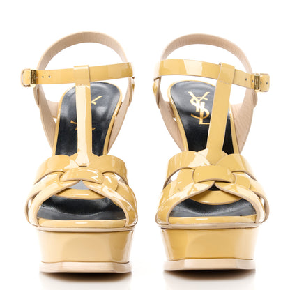 Saint Laurent Patent Tribute 105 Platform Sandals 35.5 Nude Powder 1 of 10