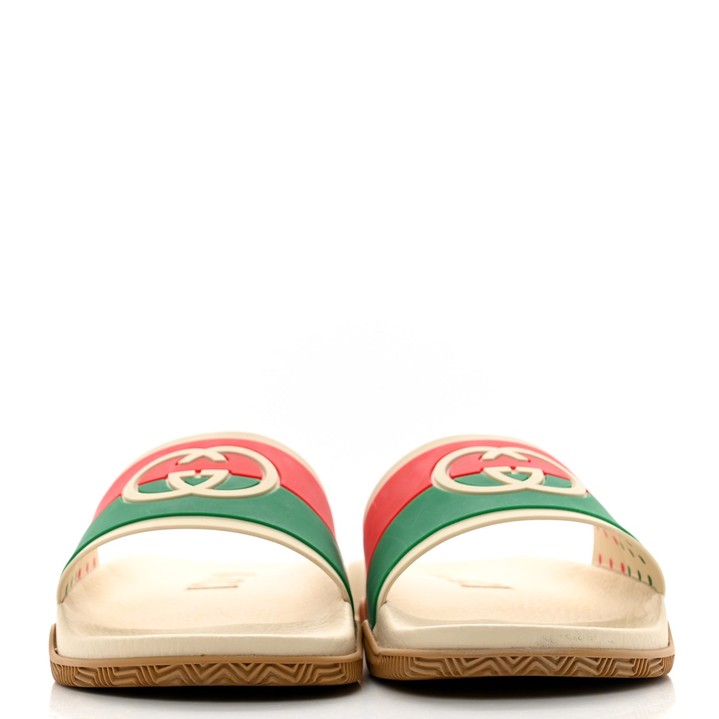 Rubber Web Mens Interlocking G Slide Sandals 8 Mystic White Green Red