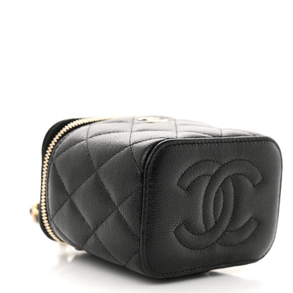 Chanel Caviar Quilted Mini Vanity Case With Chain Black 9 of 11