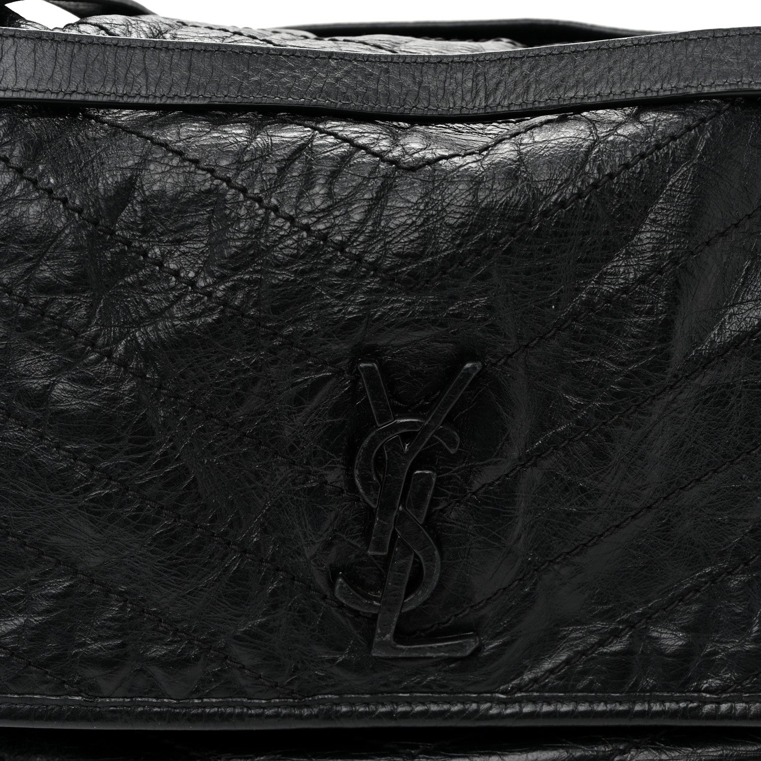 Saint Laurent Crinkled Calfskin Matelasse Monogram Large Niki Chain Satchel Black 9 of 11
