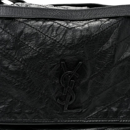 Saint Laurent Crinkled Calfskin Matelasse Monogram Large Niki Chain Satchel Black 9 of 11