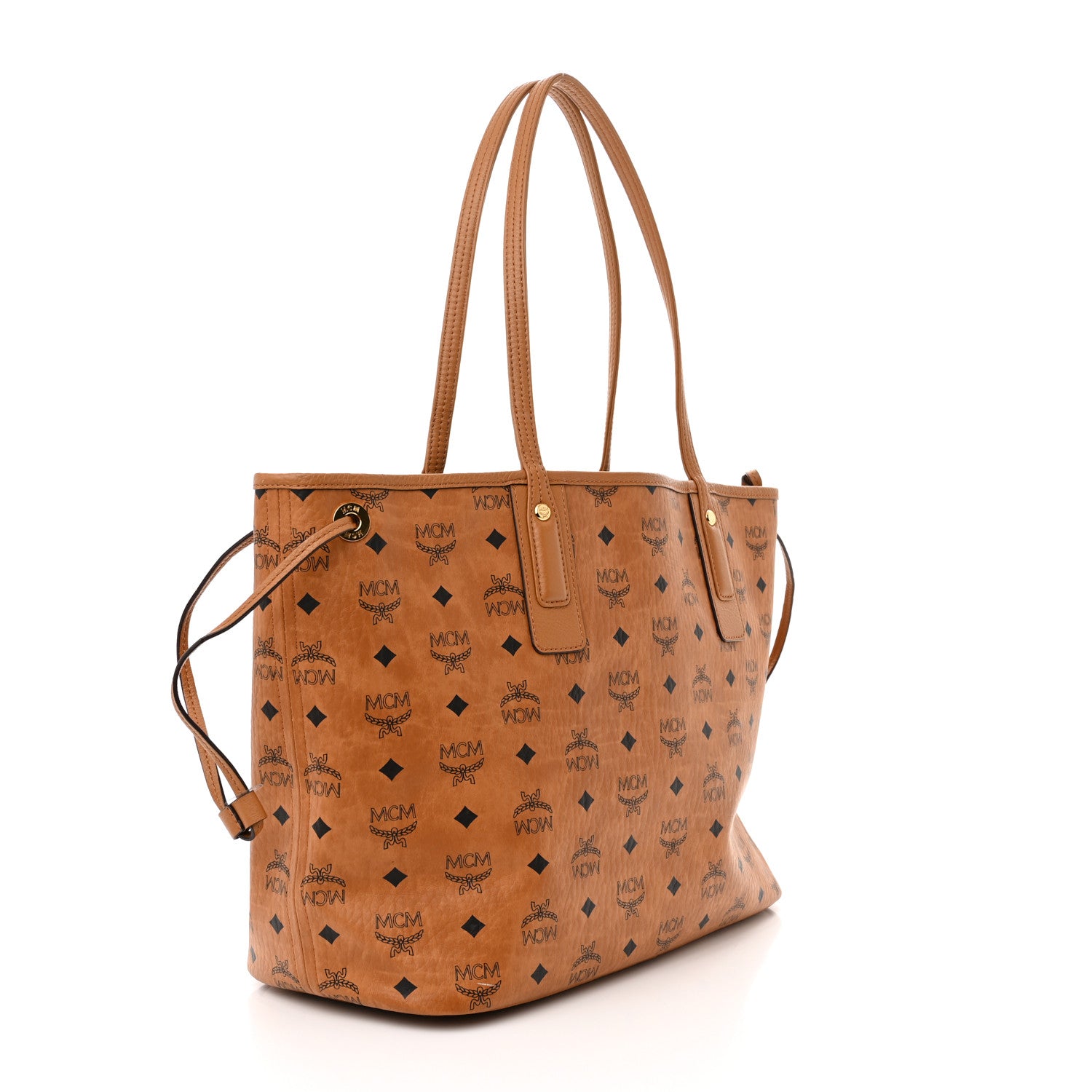 MCM Visetos Medium Liz Reversible Shopper Tote Cognac 5 of 17