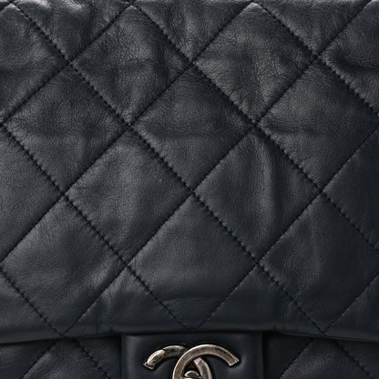 Chanel Calfskin Quilted Coco Pleats Flap Dark Navy Blue 8 of 10