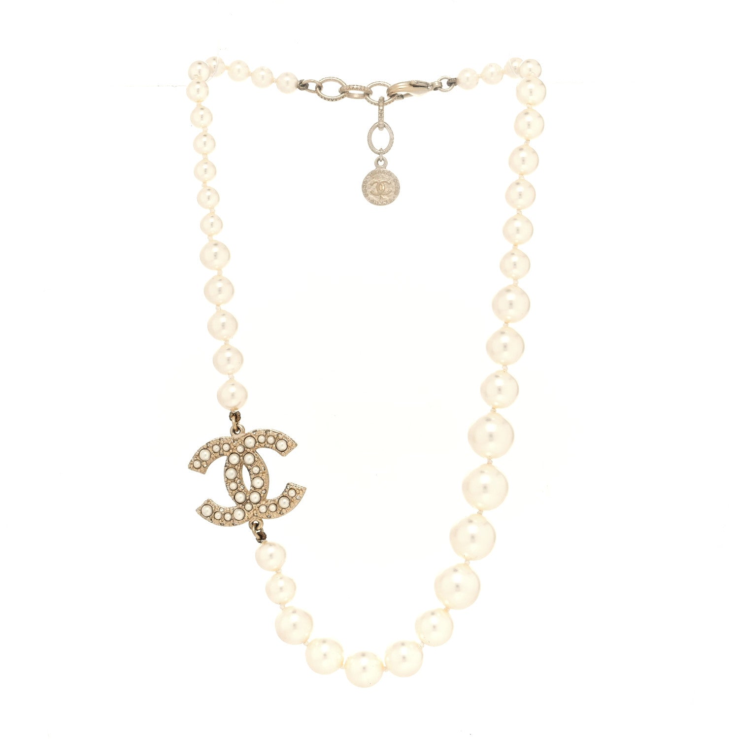 Chanel Pearl CC 100th Anniversary Necklace Light Gold 3 of 5