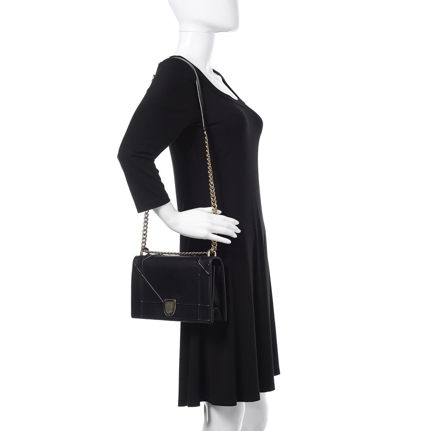 Lambskin Medium Diorama Flap Bag Black