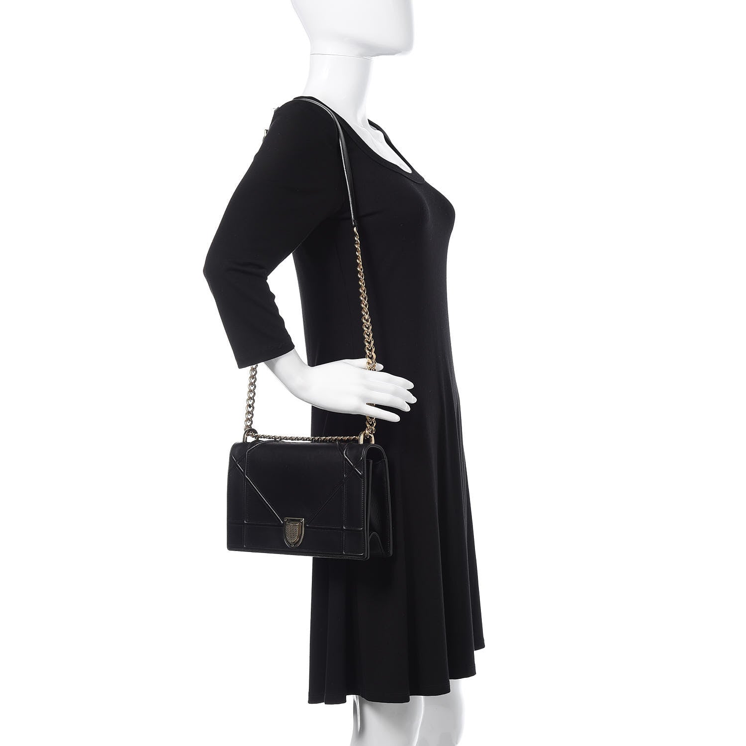 Christian Dior Lambskin Medium Diorama Flap Bag Black 2 of 15