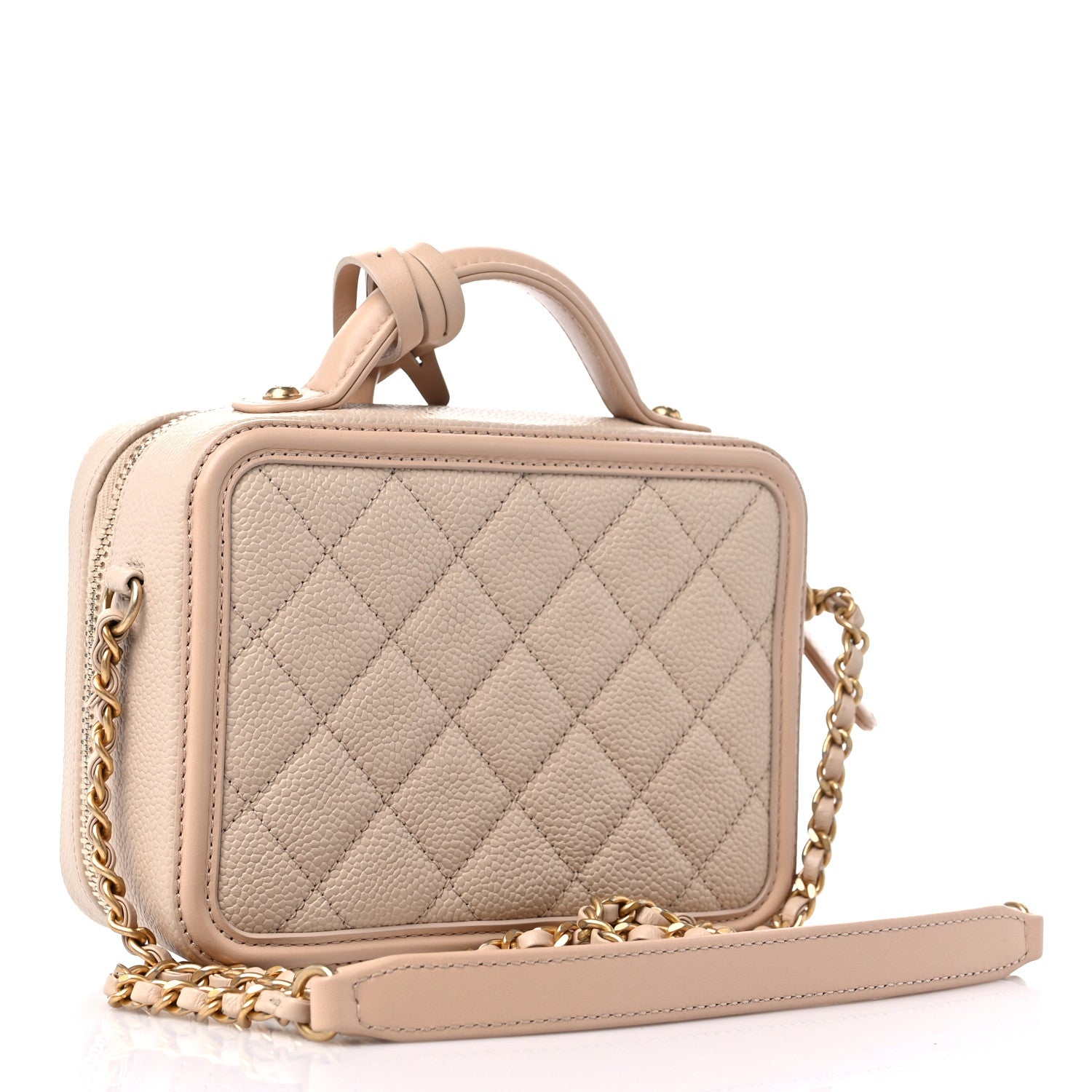 Chanel Caviar Quilted Small CC Filigree Vanity Case Beige 4 of 10