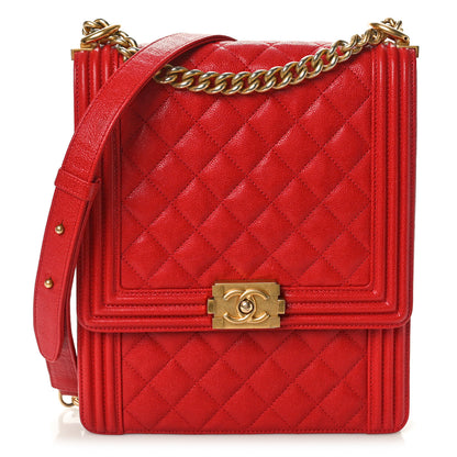Chanel Caviar Quilted Maxi North South Boy Flap Red 1 of 10