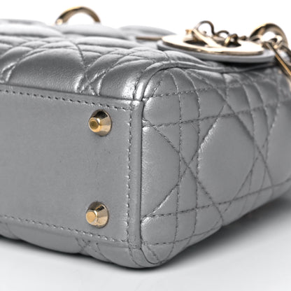 Christian Dior Metallic Lambskin Cannage Mini Lady Dior Grey 9 of 15