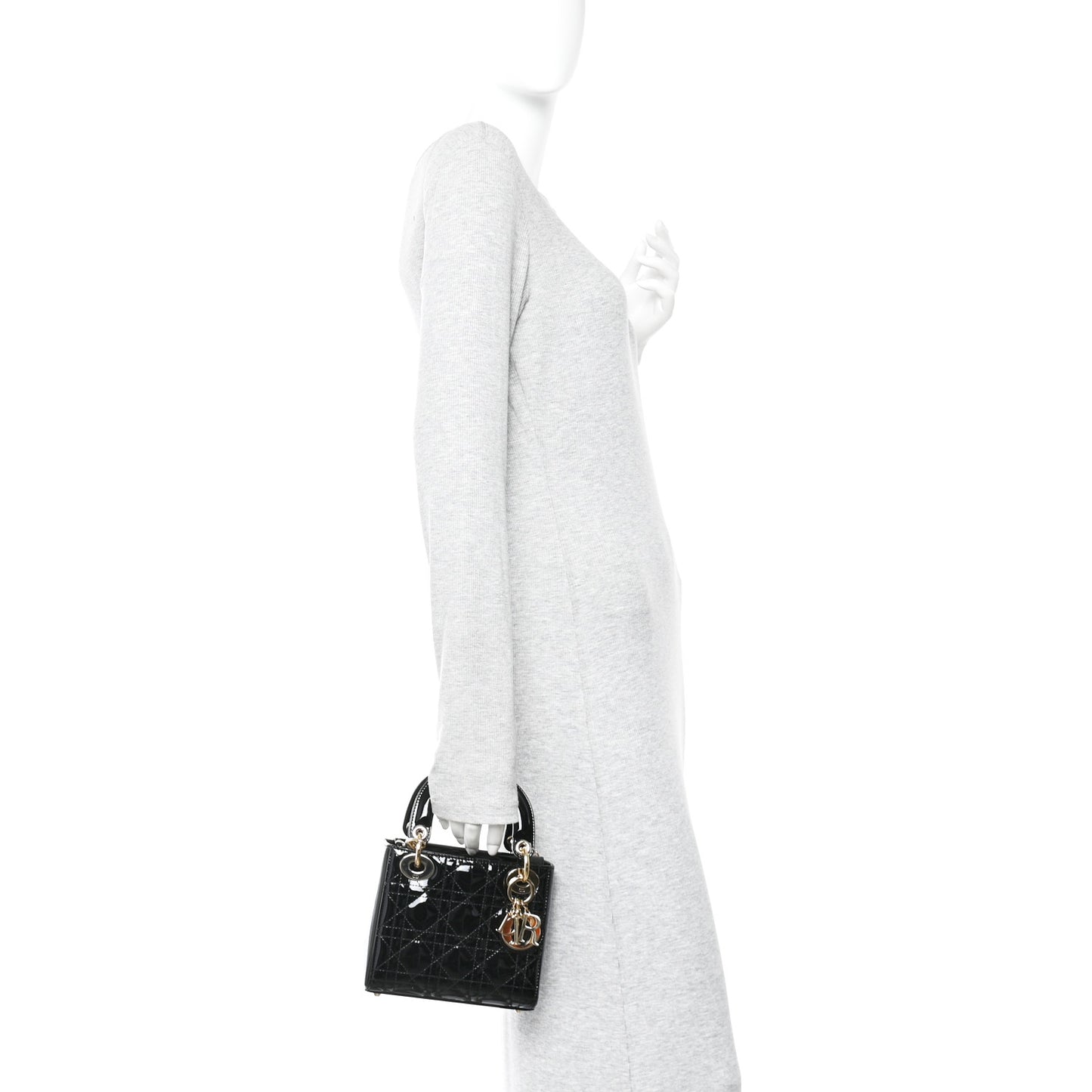 Patent Cannage Mini Lady Dior Black