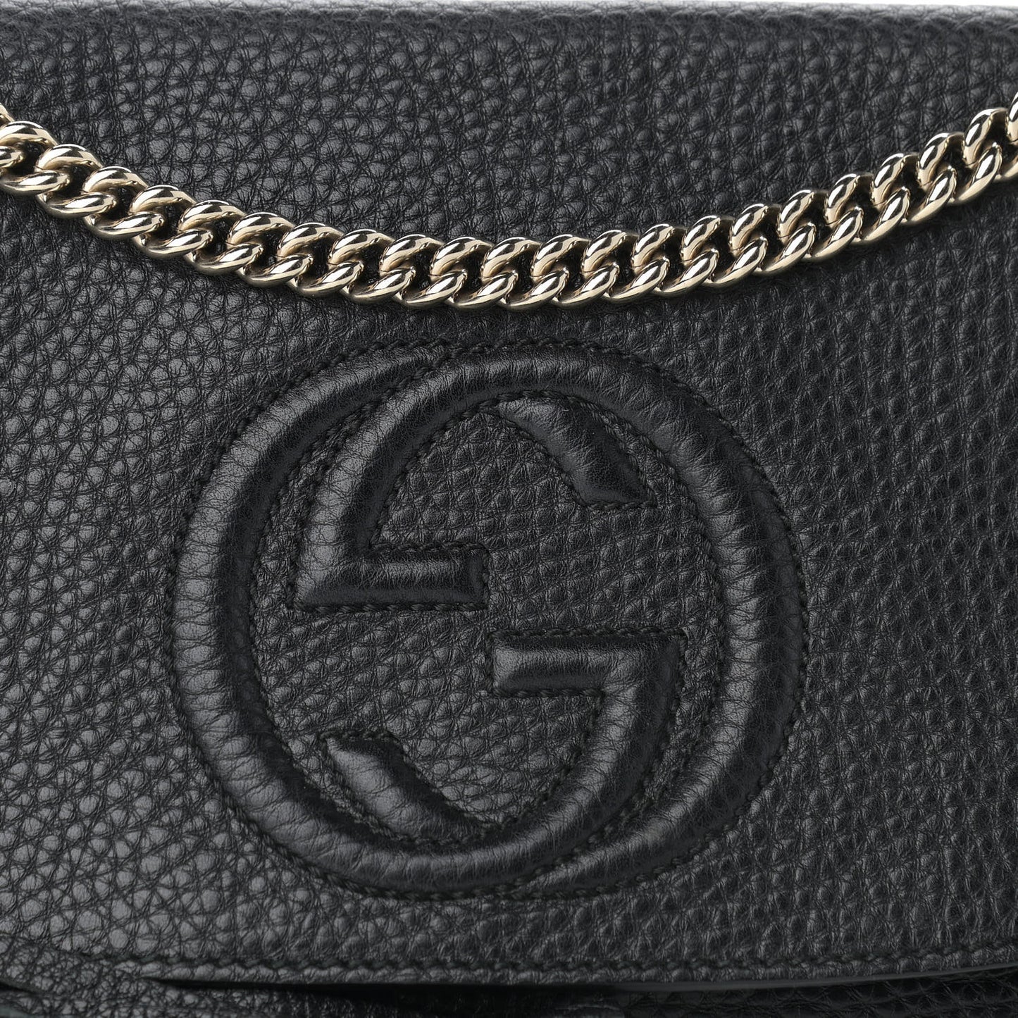 Pebbled Calfskin Medium Soho Flap Crossbody Black