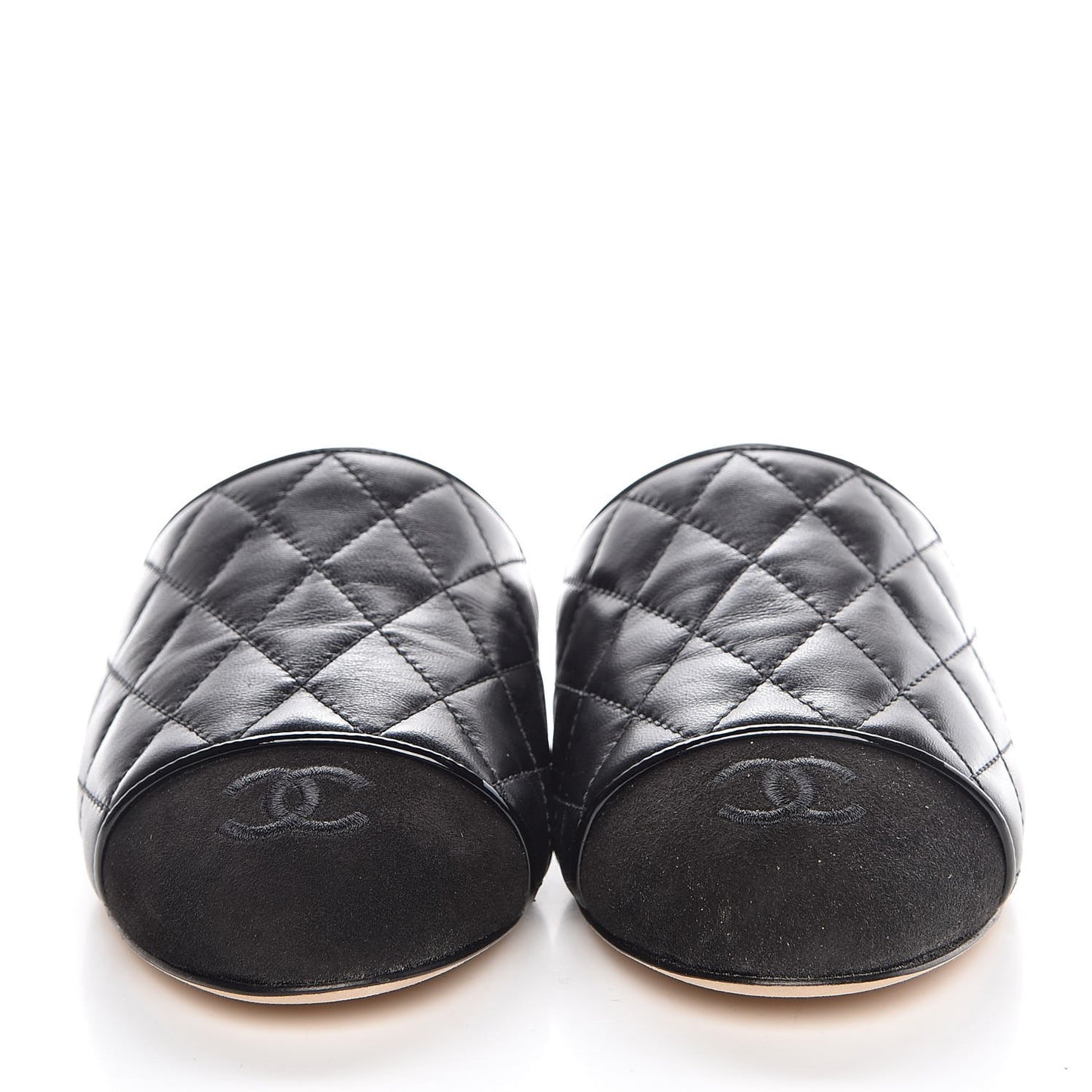 Lambskin Suede Quilted Mules 35 Black