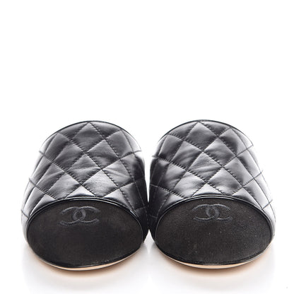 Chanel Lambskin Suede Quilted Mules 35 Black 2 of 9