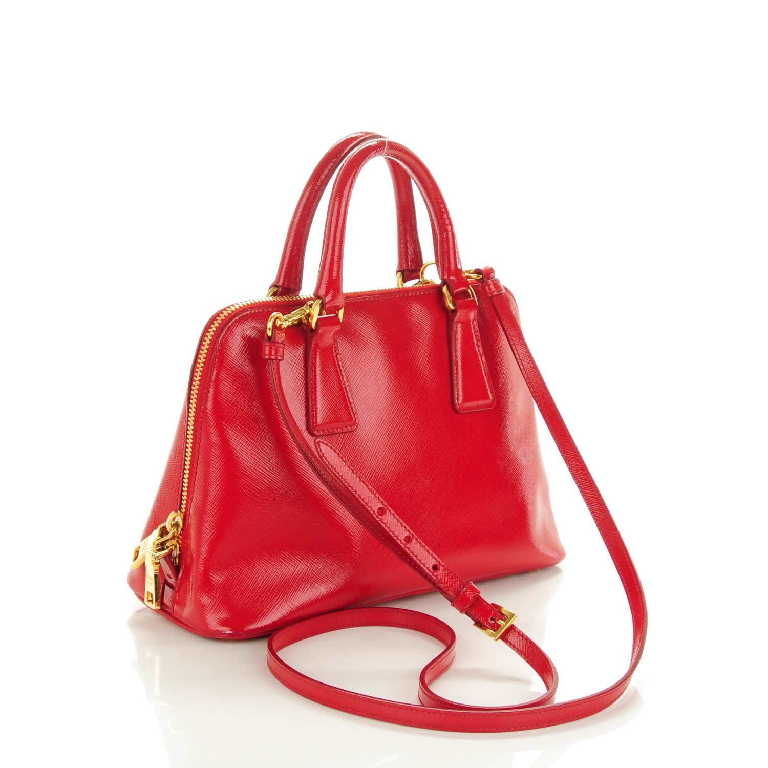 Prada Saffiano Vernice Mini Promenade Tote Rosso 3 of 12