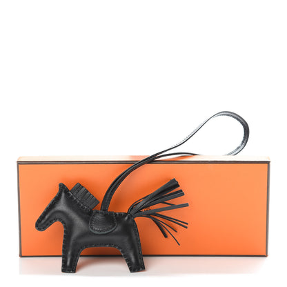 Hermes Milo Lambskin Grigri Rodeo Horse Bag Charm PM So Black 4 of 4