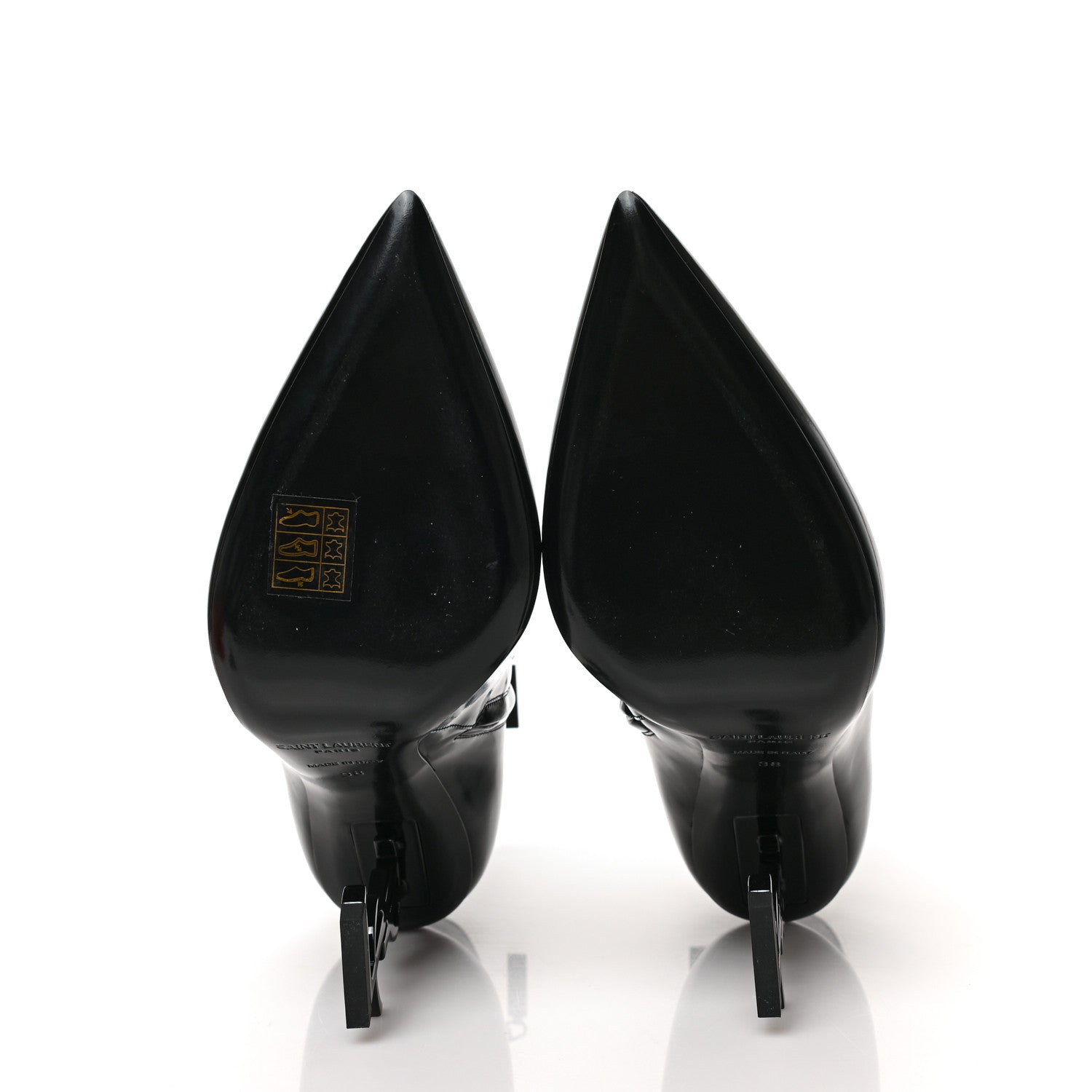 Saint Laurent Glazed Calfskin Opyum Ankle Boots 38 Black 5 of 8