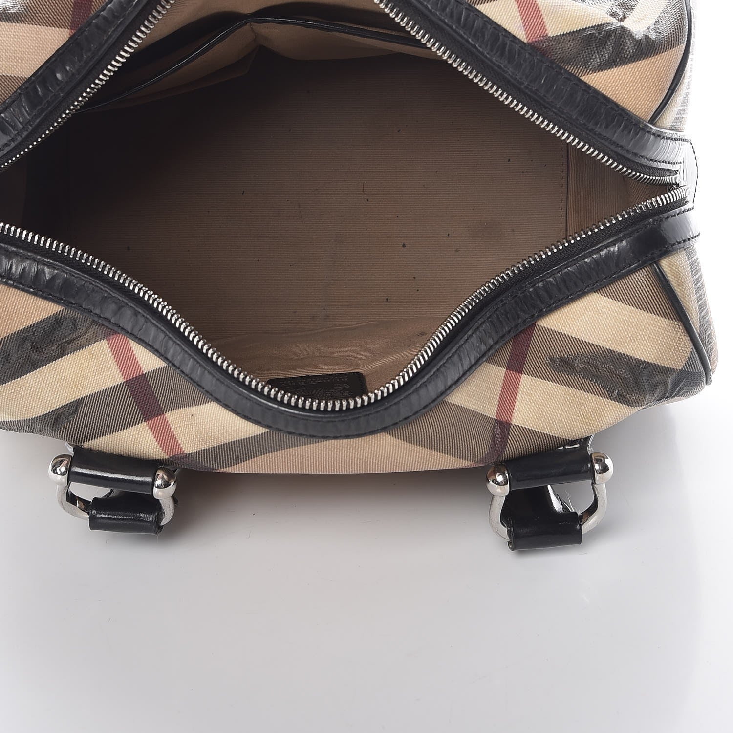 Burberry Supernova Check Patent Bowling Bag Black 5 of 22