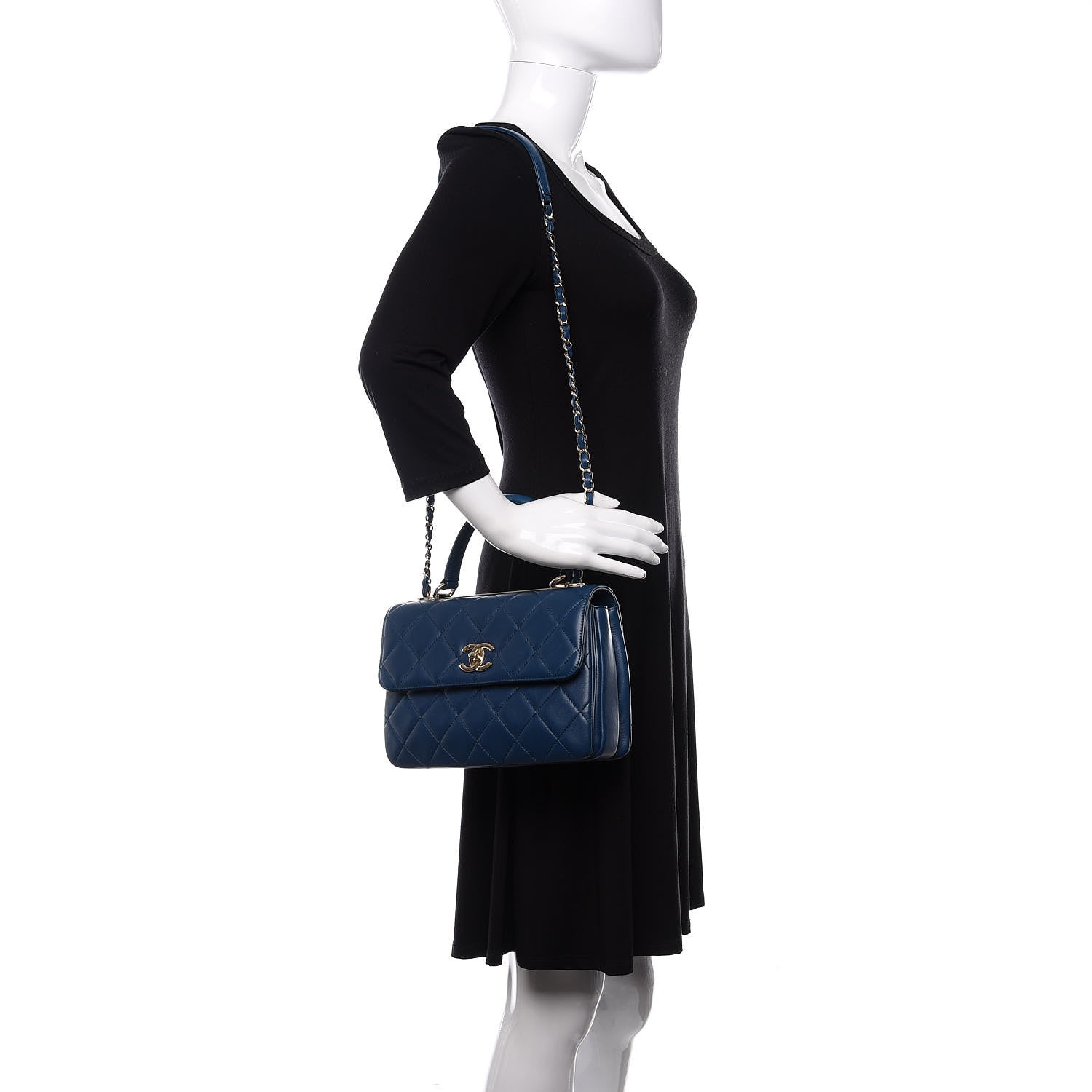Chanel Lambskin Quilted Small Trendy CC Flap Dual Handle Bag Blue 2 of 10