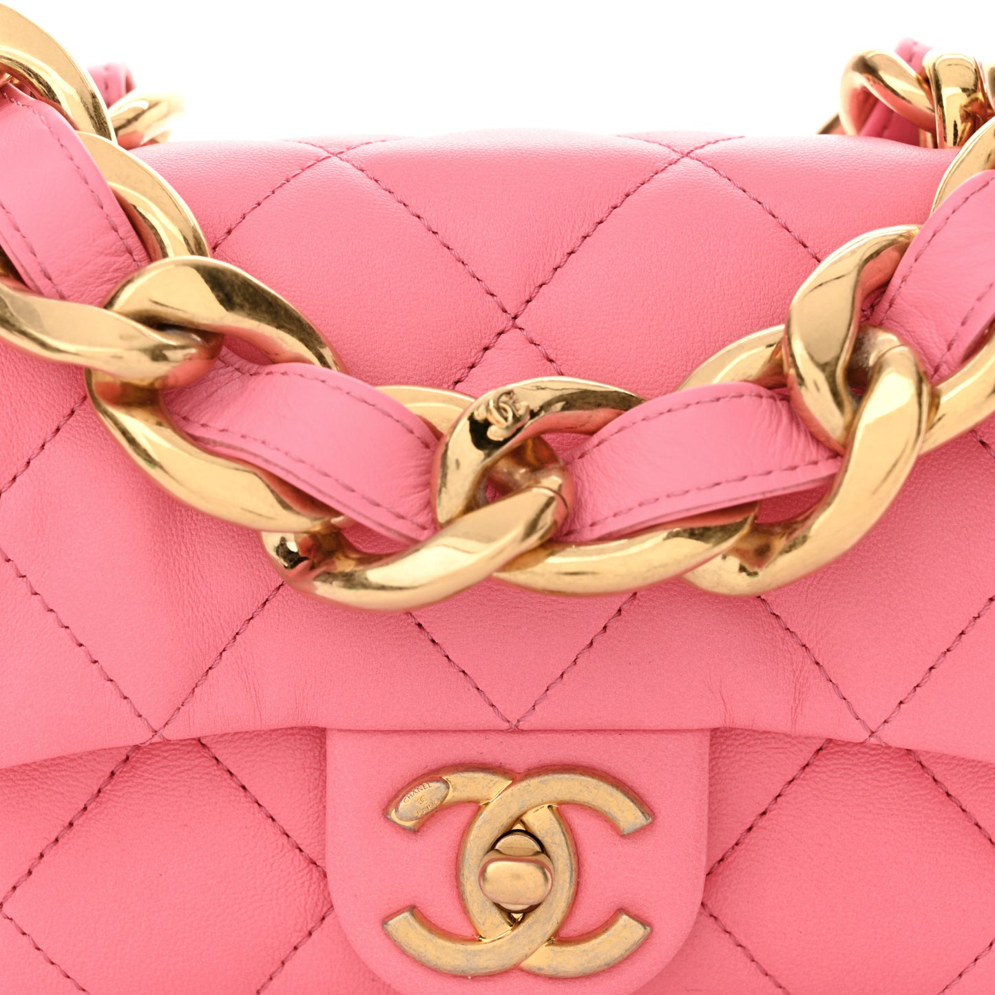 Lambskin Quilted Mini Funky Town Flap Pink