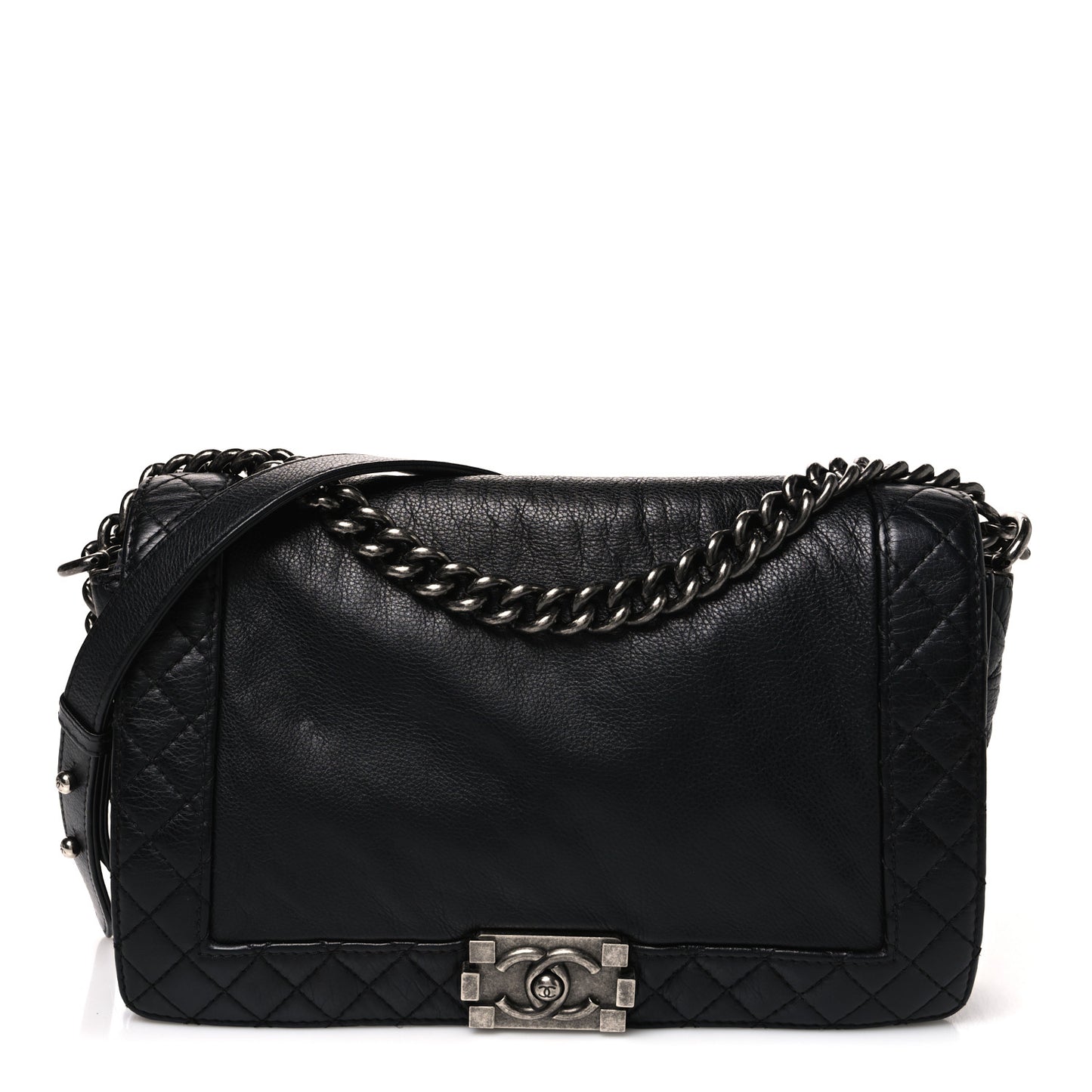 Calfskin New Medium Boy Reverso Flap Black