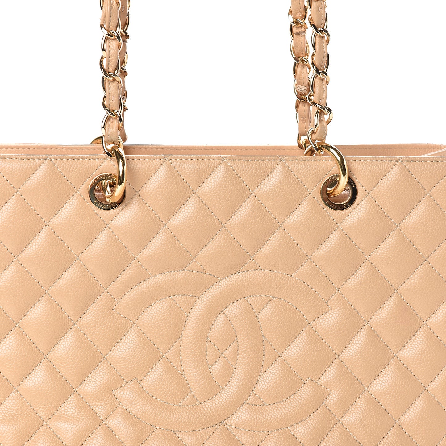Caviar Quilted Grand Shopping Tote GST Beige Clair