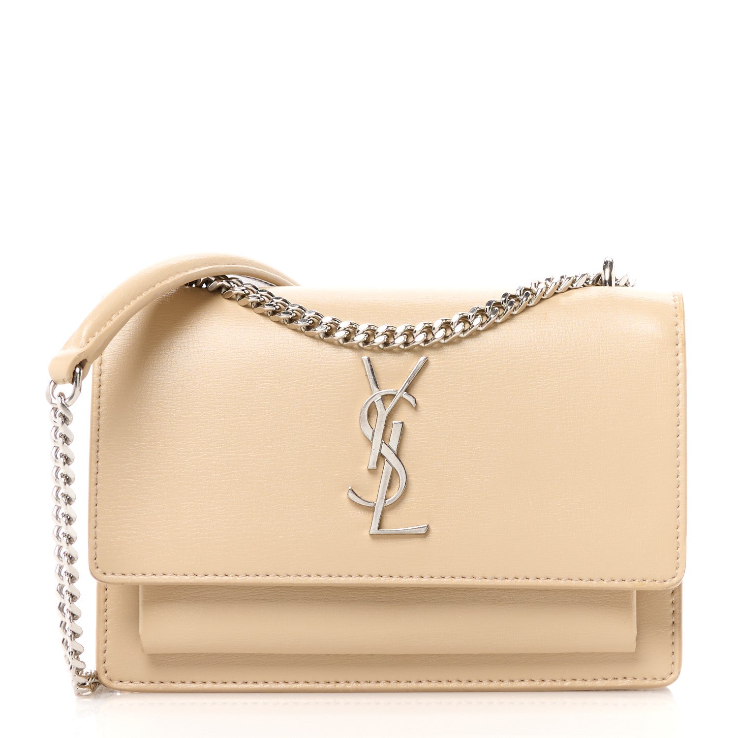 Saint Laurent Calfskin Monogram Sunset Chain Wallet Nude Powder 1 of 14