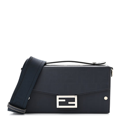 Fendi Vitello King FF Lines Embossed Baguette Soft Trunk Midnight 1 of 10