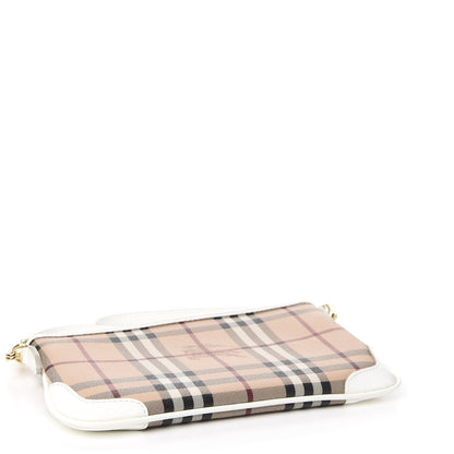 Burberry Haymarket Check Small Peyton Crossbody Clutch Bag White 3 of 9