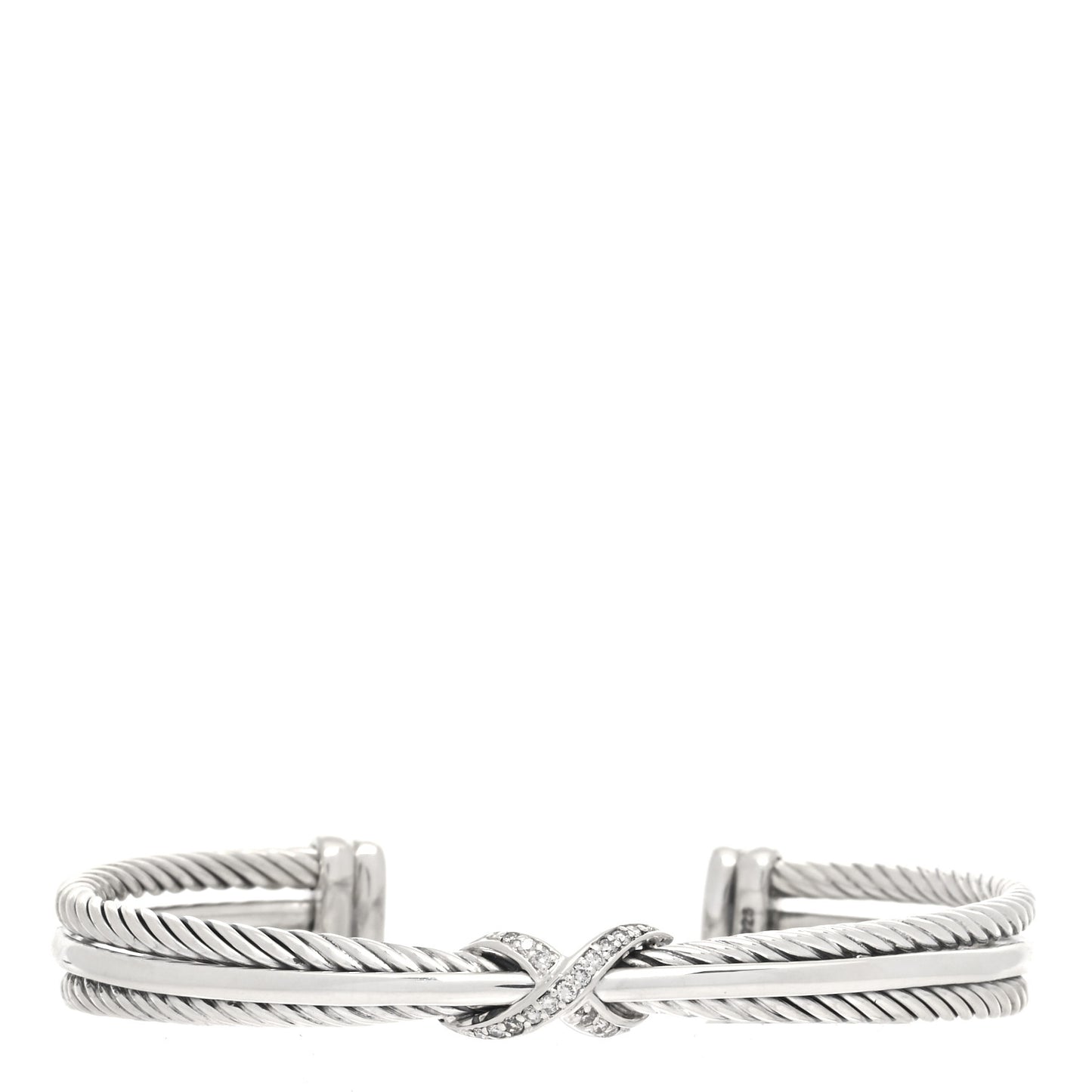Sterling Silver Diamond 7mm Crossover X Bracelet