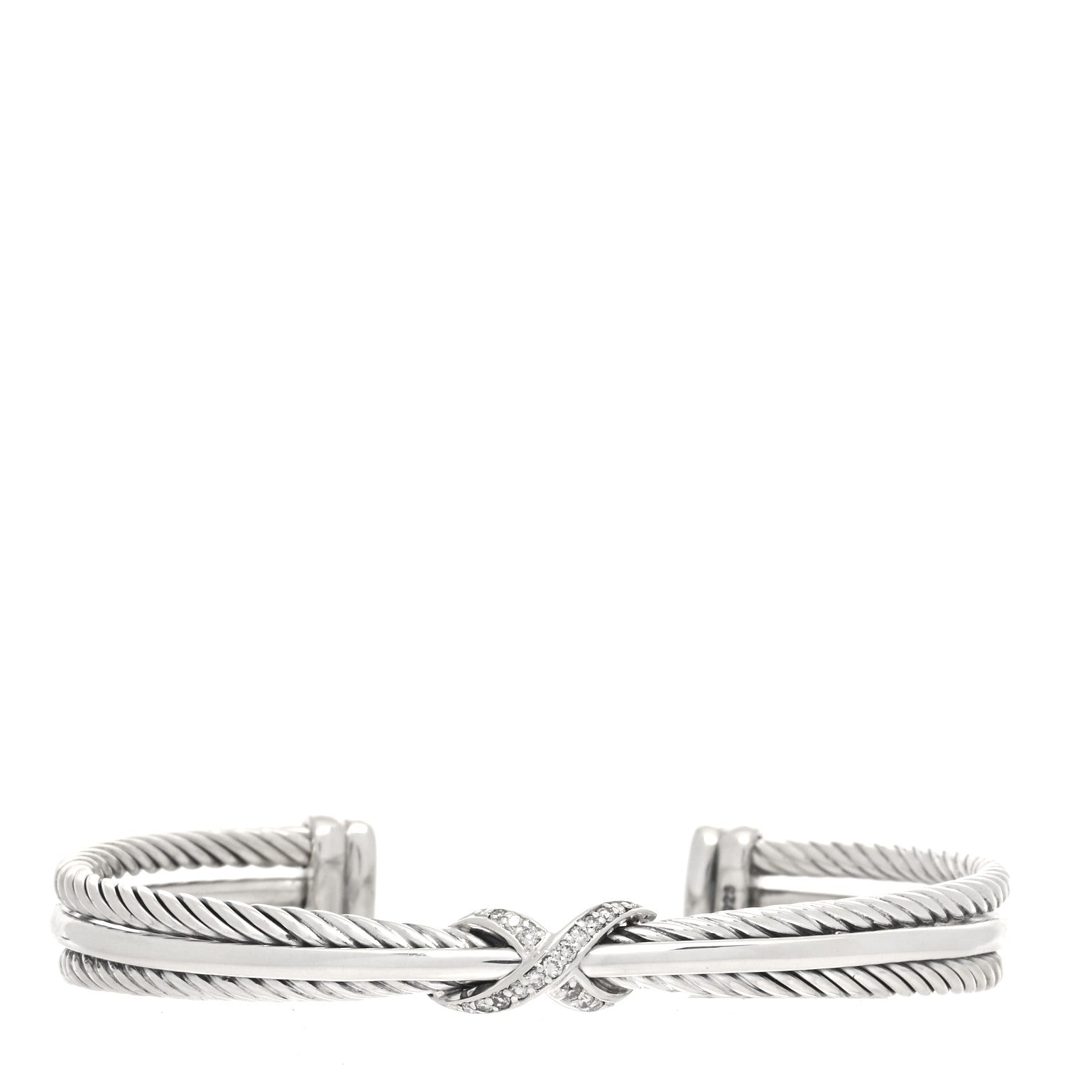 David Yurman Sterling Silver Diamond 7mm Crossover X Bracelet 1 of 4