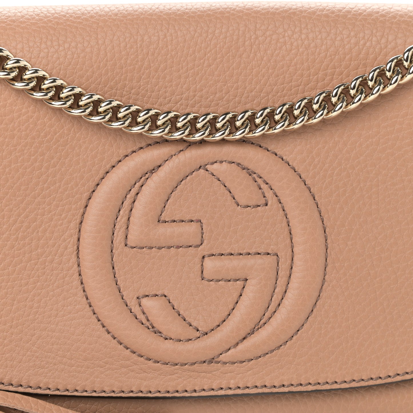 Pebbled Calfskin Medium Soho Flap Crossbody Camelia