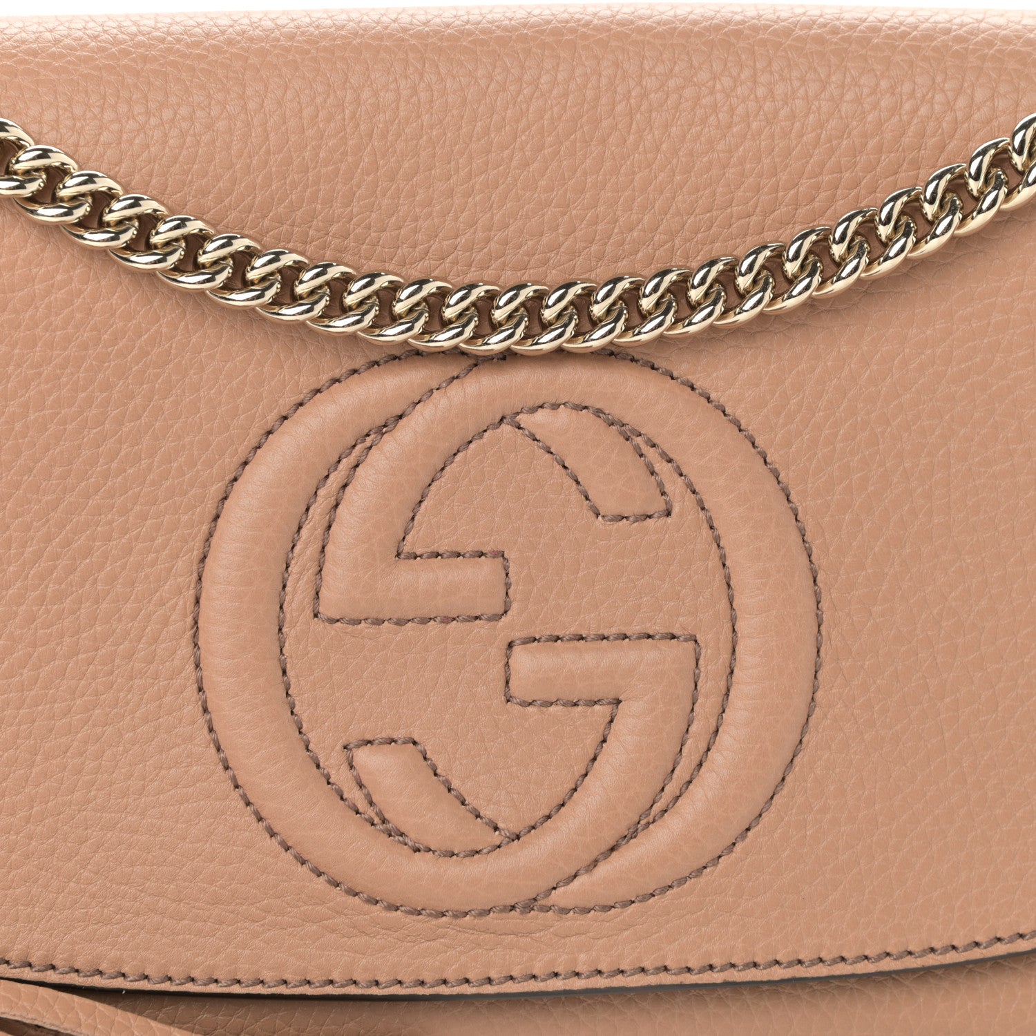 Gucci Pebbled Calfskin Medium Soho Flap Crossbody Camelia 8 of 10