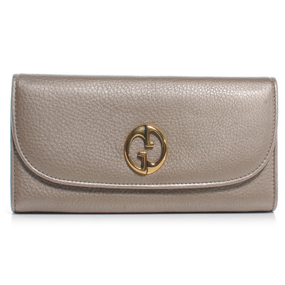 Gucci Metallic Cellarius Calfskin 1973 Continental Clutch Wallet Champagne 1 of 6
