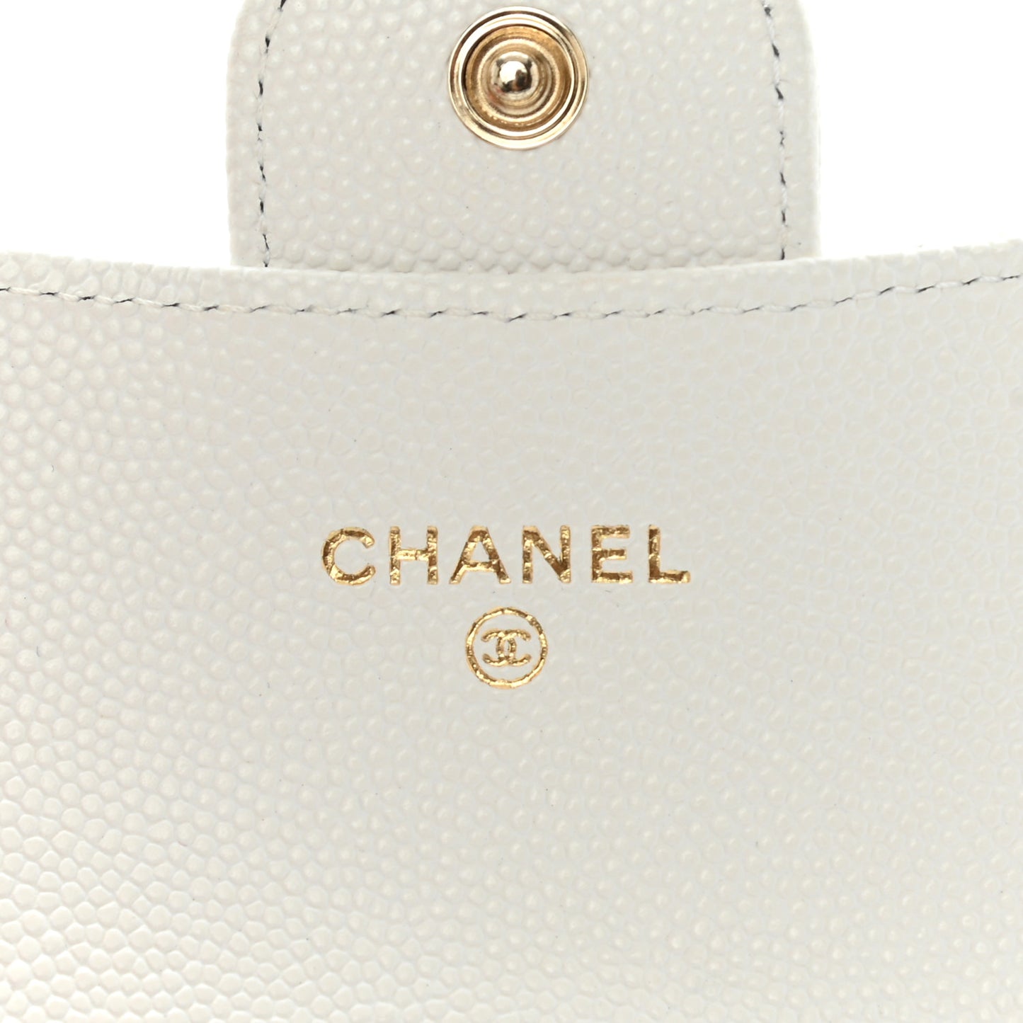 Caviar Quilted Flap Card Holder Wallet White