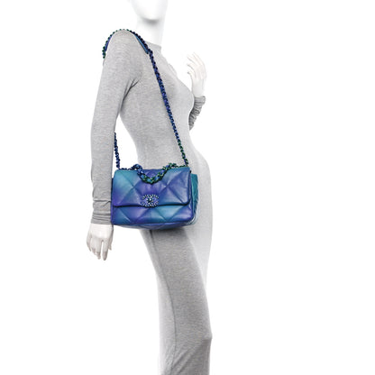 Chanel Tie Dye Calfskin Quilted Medium Chanel 19 Flap Blue Purple 2 of 10